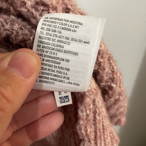 American Eagle Outfitters Chunky Knit Mock Neck Oversized Sweater Pink Size XL - Picture 7 of 8